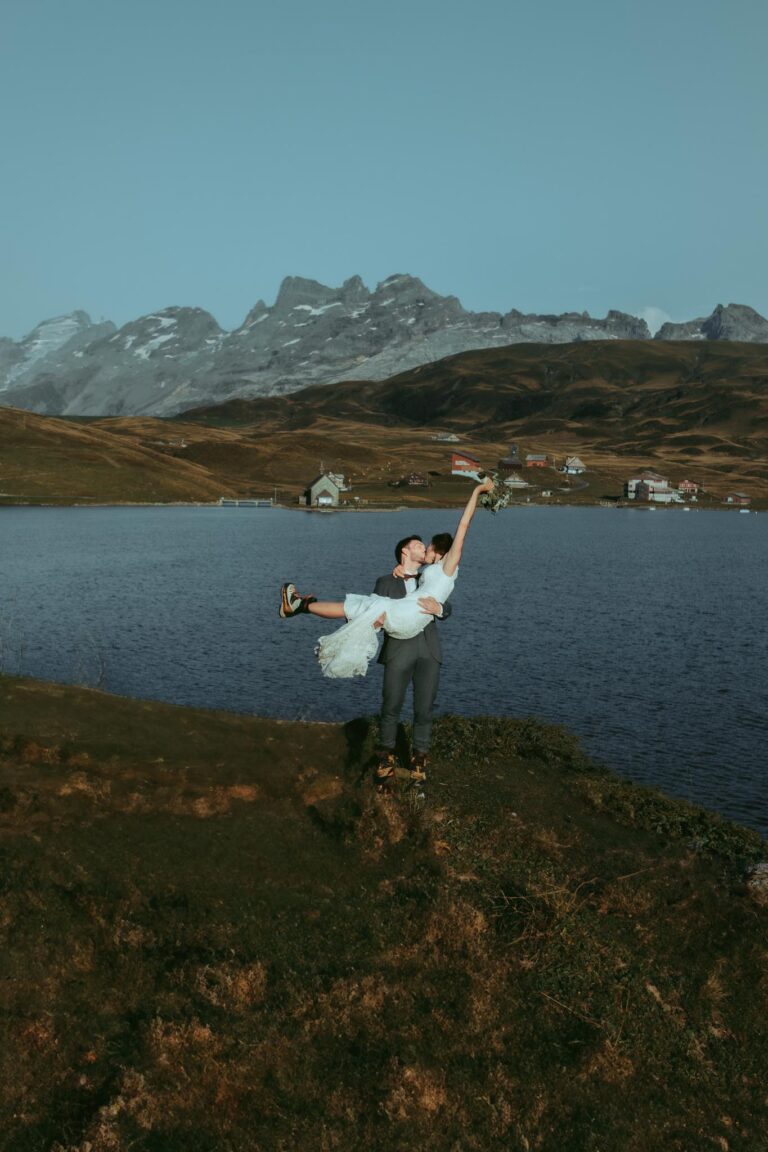 Couple eloping in the Swiss Alps